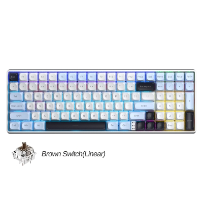 Aula S100 Pro Brown Switch How Swap RGB Mekanik Klavye Bluetooth Kablolu Kablosuz Bağlantı Buz Mavisi - Aula