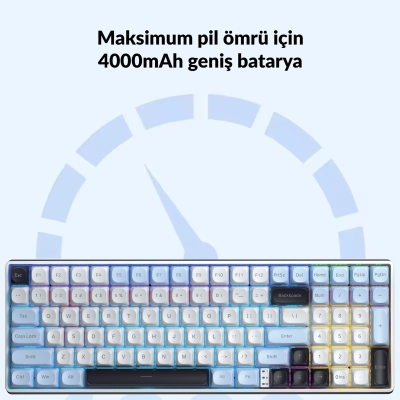 Aula S100 Pro Brown Switch How Swap RGB Mekanik Klavye Bluetooth Kablolu Kablosuz Bağlantı Buz Mavisi - 2