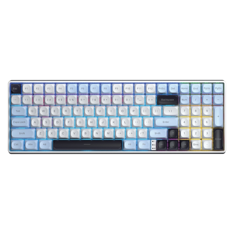 Aula S100 Pro Brown Switch How Swap RGB Mekanik Klavye Bluetooth Kablolu Kablosuz Bağlantı Buz Mavisi - 7
