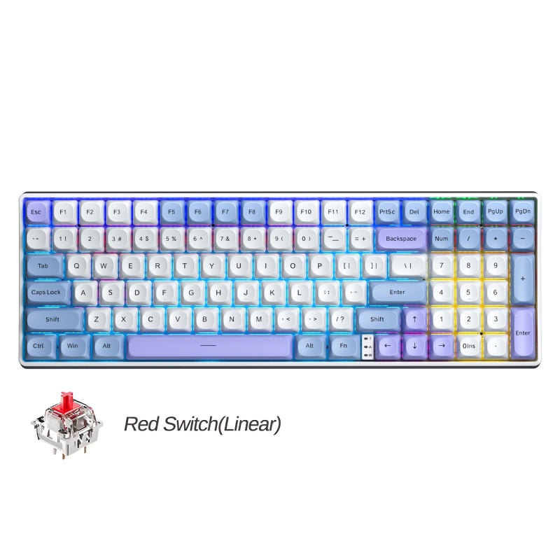 Aula S100 Pro Red Switch How Swap RGB Mekanik Klavye Bluetooth Kablolu Kablosuz Bağlantı Mavi - 1