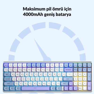 Aula S100 Pro Red Switch How Swap RGB Mekanik Klavye Bluetooth Kablolu Kablosuz Bağlantı Mavi - 2