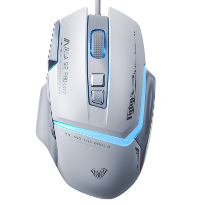 Aula S12 Pro 12800 DPI 8 Tuşlu Makrolu Kablolu Optik Gaming Oyuncu Mouse Beyaz - Aula