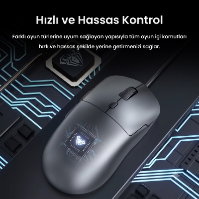 Aula S35 7200 DPI RGB Efektli Makrolu USB Kablolu Gaming Oyuncu Mouse Beyaz - 2