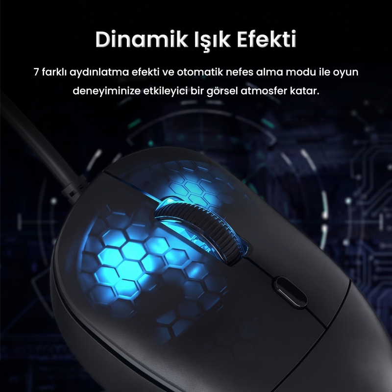 Aula S35 7200 DPI RGB Efektli Makrolu USB Kablolu Gaming Oyuncu Mouse Beyaz - 4