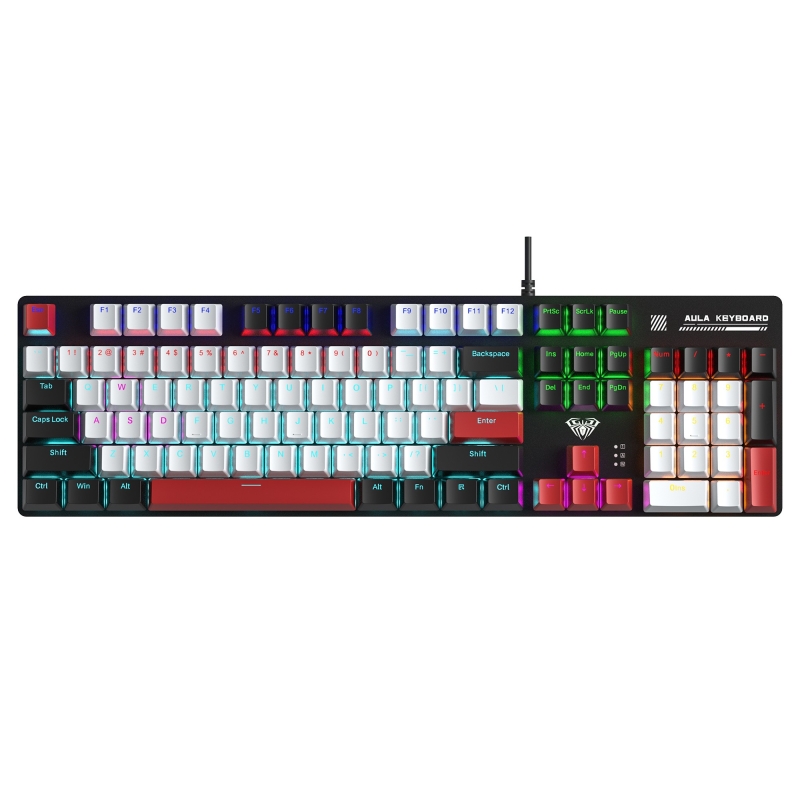 Aula S500 Blue Switch RGB Makrolu Kablolu Gaming Mekanik Oyuncu Klavyesi Kırmızı - 1