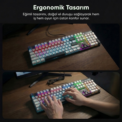 Aula S500 Blue Switch RGB Makrolu Kablolu Gaming Mekanik Oyuncu Klavyesi Mavi - 4