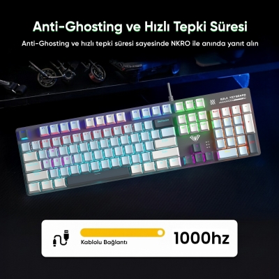 Aula S500 Blue Switch RGB Makrolu Kablolu Gaming Mekanik Oyuncu Klavyesi Mavi - 5