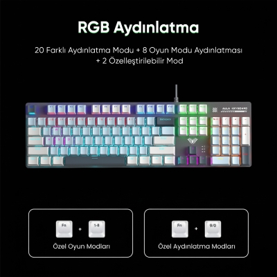 Aula S500 Blue Switch RGB Makrolu Kablolu Gaming Mekanik Oyuncu Klavyesi Mavi - 6