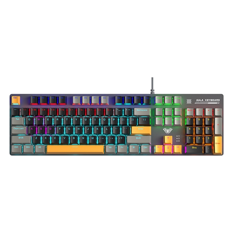 Aula S500 Blue Switch RGB Makrolu Kablolu Gaming Mekanik Oyuncu Klavyesi Sarı - 1