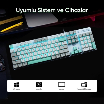 Aula S500 Brown Switch Mavi Led Aydınlatmalı Makrolu Kablolu Gaming Mekanik Oyuncu Klavyesi - 7