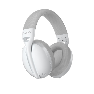 Aula S6 Ultra Hafif Kablosuz Bluetooth Type-C Mikrofonlu Gaming Oyuncu Kulaklığı Beyaz - Aula