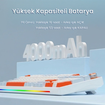 Aula S98 Pro 3 Modlu RGB Hot Swap Mekanik Nimbus V3 Switch Kablosuz Makrolu Klavye Turuncu - 8