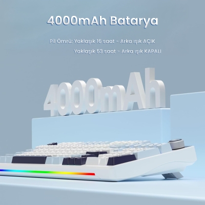 Aula S98 Pro 3 Modlu RGB Hot Swap Mekanik Star Vector Switch Kablosuz Makrolu Klavye Lacivert - 8