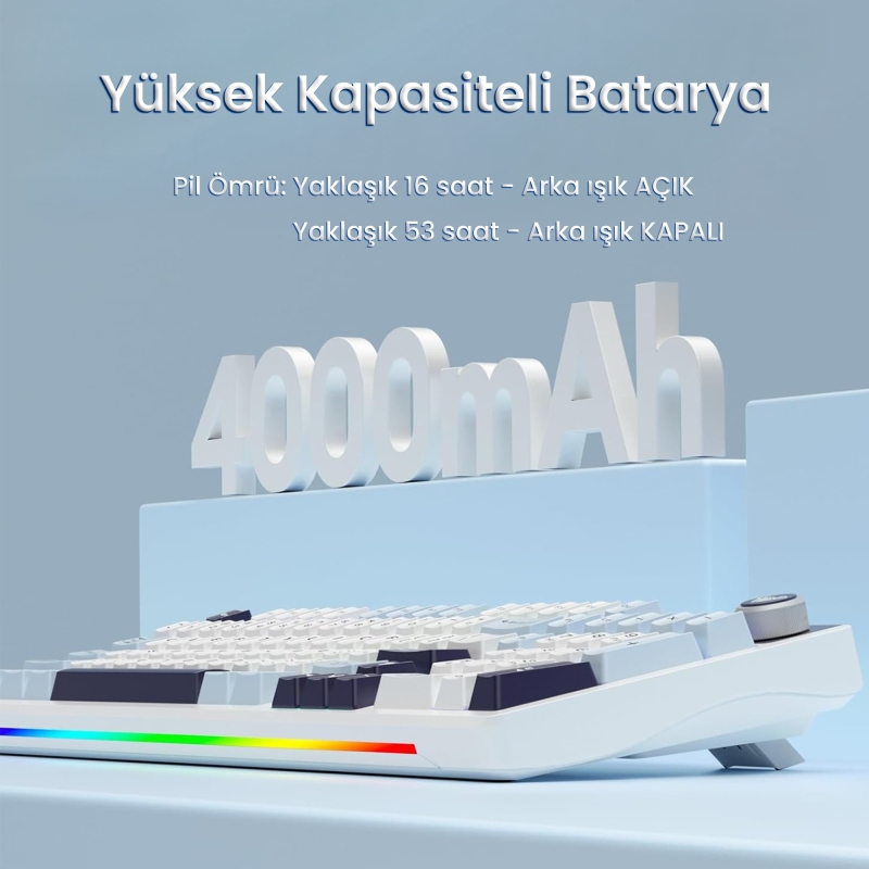 Aula S98 Pro 3 Modlu RGB Hot Swap Mekanik Star Vector Switch Kablosuz Makrolu Klavye Lacivert - 8