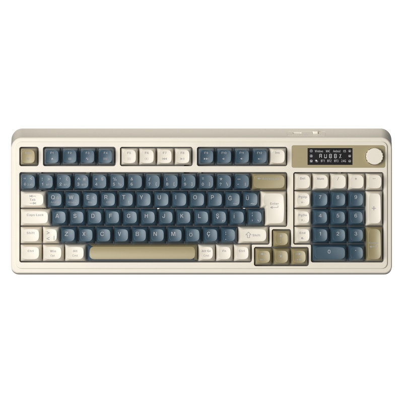 Aula S99 Pro Retro RGB Gaming 3 Modlu Bluetooth/2.4GHz/USB-C Kablosuz Makrolu Türkçe Q Klavye Lacivert - 1