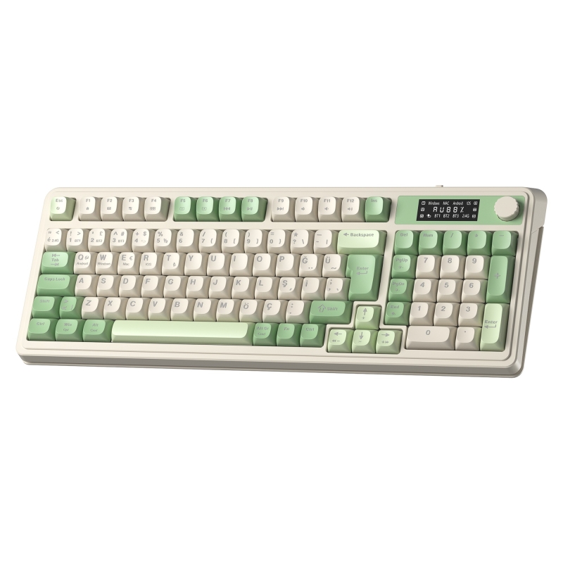 Aula S99 Pro Retro RGB Gaming 3 Modlu Bluetooth/2.4GHz/USB-C Kablosuz Makrolu Türkçe Q Klavye Yeşil - 7