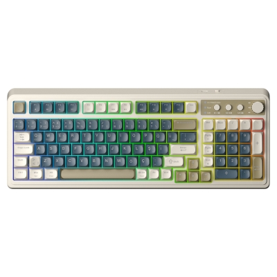 Aula S99 Retro RGB Gaming 3 Modlu Bluetooth/2.4GHz/USB-C Kablosuz Makrolu Türkçe Q Klavye Lacivert - Aula