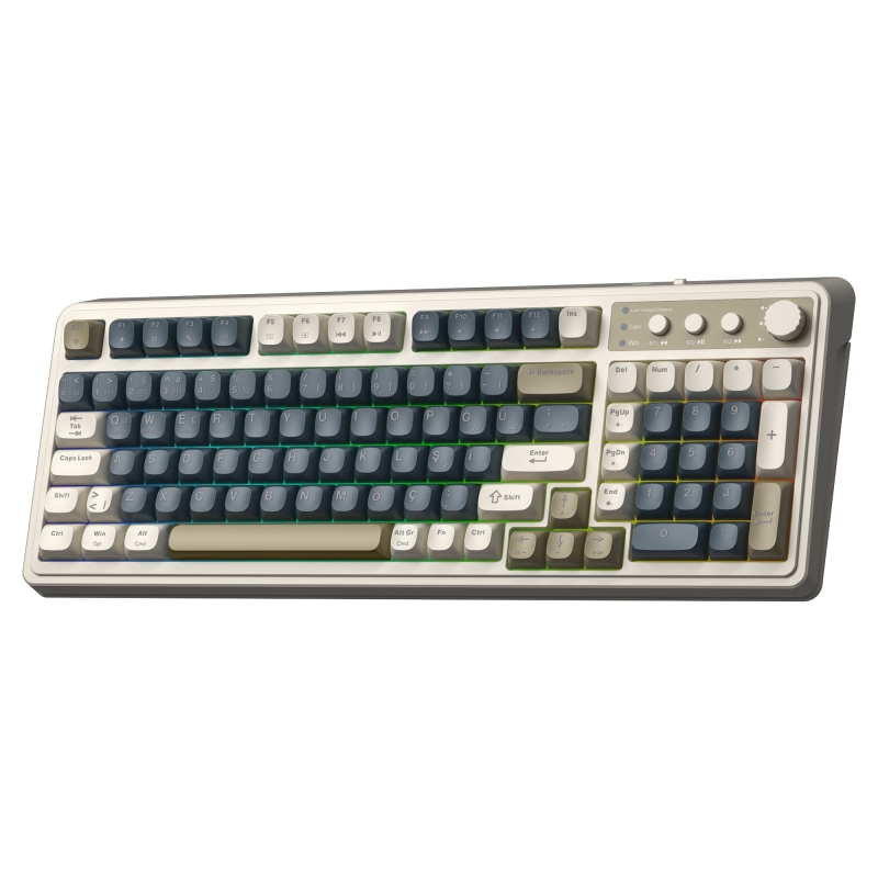 Aula S99 Retro RGB Gaming 3 Modlu Bluetooth/2.4GHz/USB-C Kablosuz Makrolu Türkçe Q Klavye Lacivert - 7