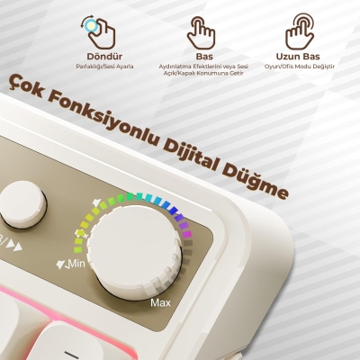 Aula S99 Retro RGB Gaming 3 Modlu Bluetooth/2.4GHz/USB-C Kablosuz Makrolu Türkçe Q Klavye Sarı - 3