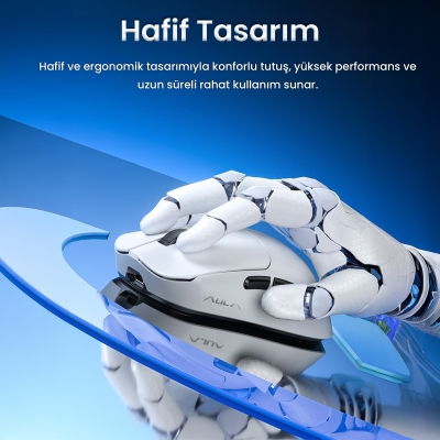 Aula SC380 Pro PAW3311 Sensör 12000 DPI 1000Hz Kablolu ve Kablosuz Gaming Oyuncu Mouse Beyaz - 5