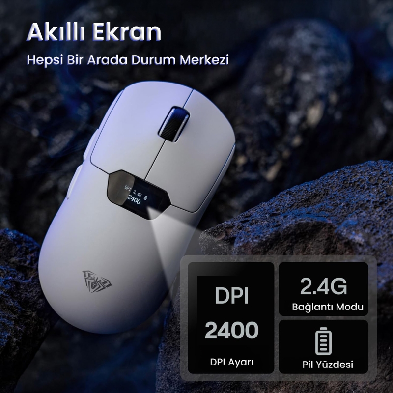 Aula SC390 PAW3311 Sensör 20000 DPI 1000Hz Kablolu ve Kablosuz Gaming Oyuncu Mouse Beyaz - 4