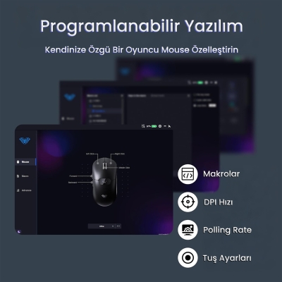 Aula SC390 PAW3311 Sensör 20000 DPI 1000Hz Kablolu ve Kablosuz Gaming Oyuncu Mouse Beyaz - 8