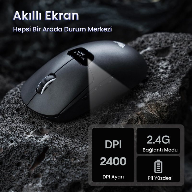 Aula SC390 PAW3311 Sensör 20000 DPI 1000Hz Kablolu ve Kablosuz Gaming Oyuncu Mouse Siyah - 4