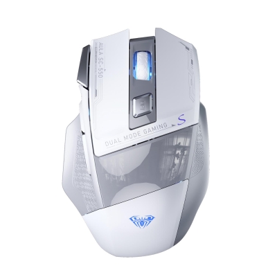 Aula SC550 4800DPI 7 Tuşlu Makrolu 2.4GHz Kablosuz Optik RGB Oyuncu Mouse Beyaz - Aula