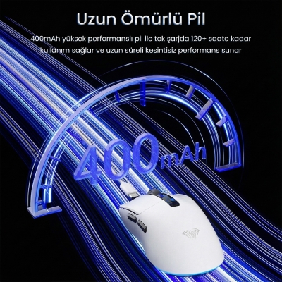 Aula SC590 Pro PAW3311 Sensör 20000 DPI 1000Hz Kablolu ve Kablosuz Gaming Oyuncu Mouse Beyaz - 6