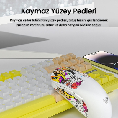 Aula SC680 26000DPI 7 Tuşlu Kablosuz Optik Gaming Oyuncu Mouse Beyaz - 6
