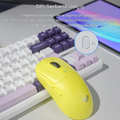 Aula SC680 26000DPI 7 Tuşlu Kablosuz Optik Gaming Oyuncu Mouse Pembe - 3