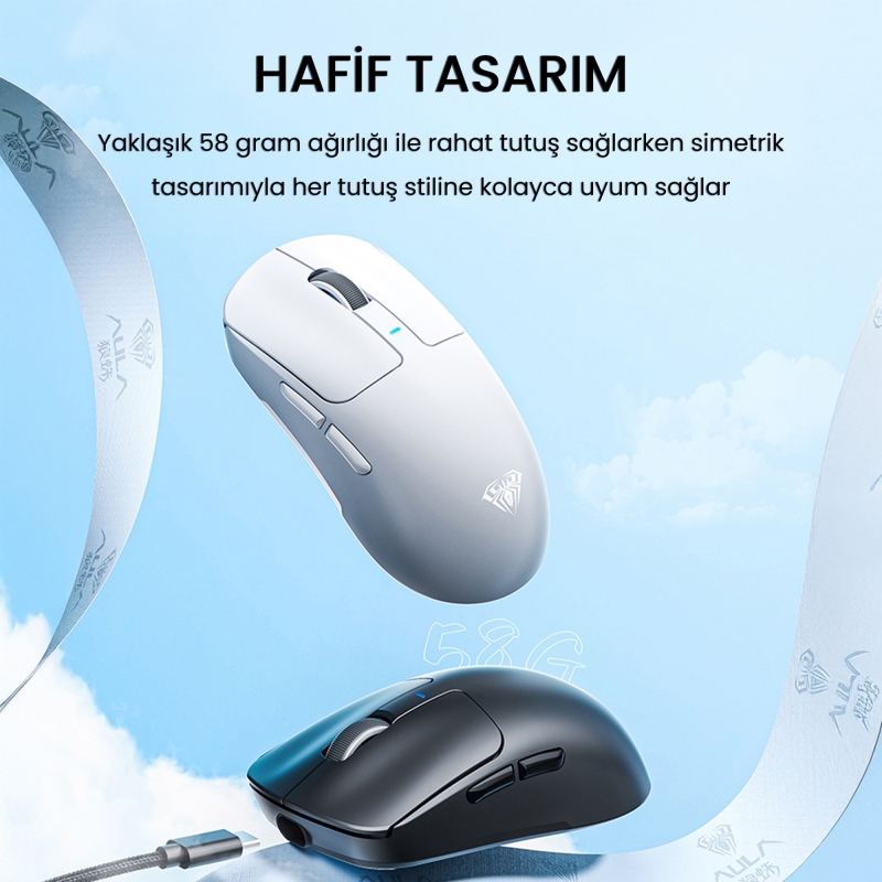 Aula SC680 26000DPI 7 Tuşlu Kablosuz Optik Gaming Oyuncu Mouse Sarı - 3