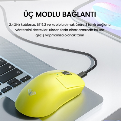 Aula SC680 26000DPI 7 Tuşlu Kablosuz Optik Gaming Oyuncu Mouse Sarı - 4