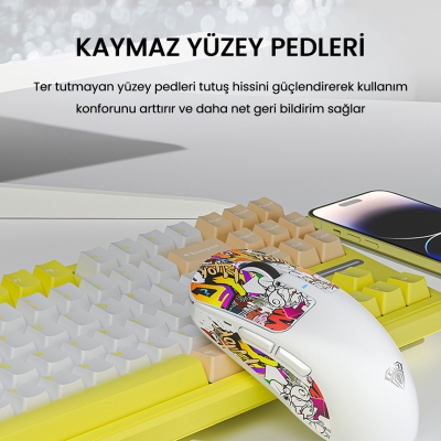 Aula SC680 26000DPI 7 Tuşlu Kablosuz Optik Gaming Oyuncu Mouse Sarı - 5
