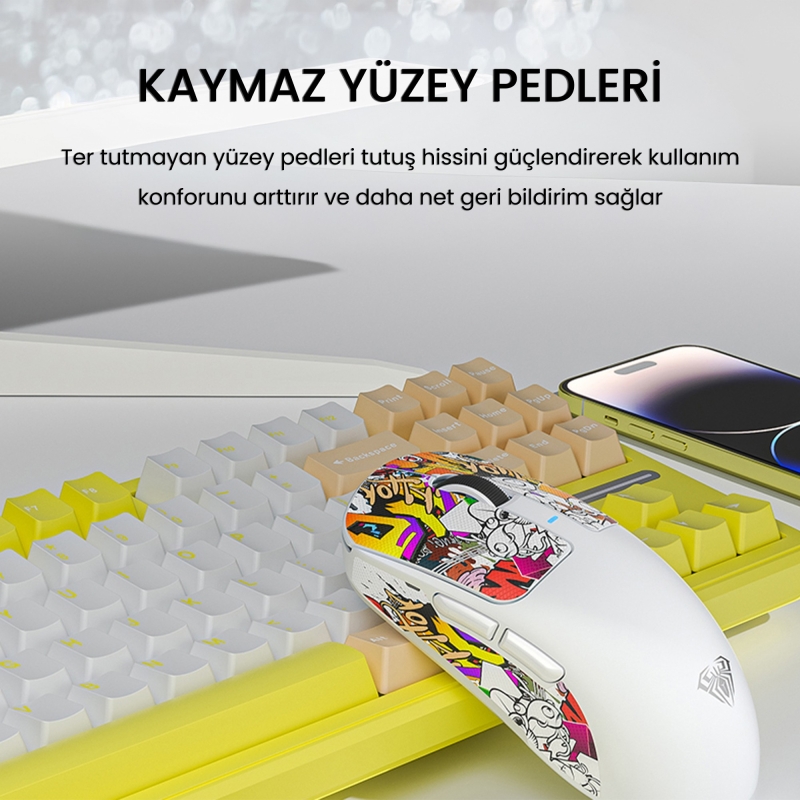 Aula SC680 26000DPI 7 Tuşlu Kablosuz Optik Gaming Oyuncu Mouse Sarı - 5