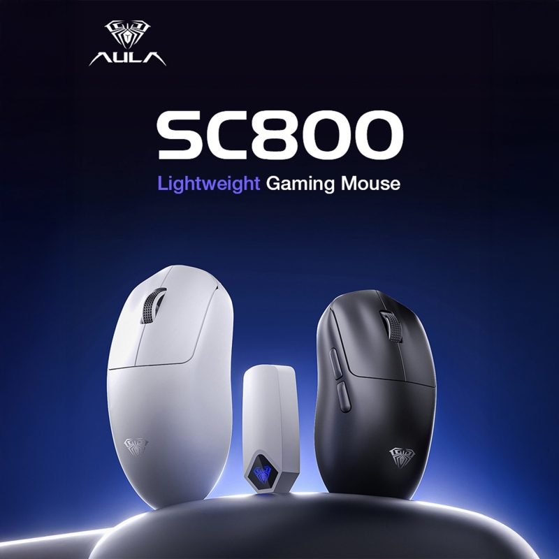 Aula SC800 Lightweight PAW3395 Sensör 26000 DPI 8000Hz Kablolu ve Kablosuz Gaming Oyuncu Mouse Beyaz - 3