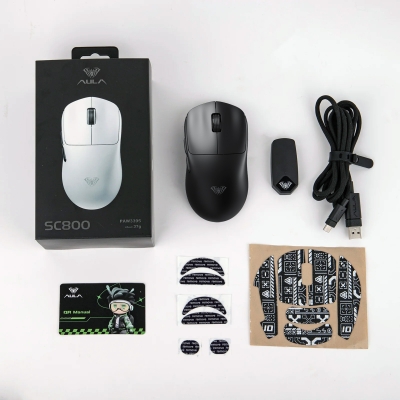 Aula SC800 Lightweight PAW3395 Sensör 26000 DPI 8000Hz Kablolu ve Kablosuz Gaming Oyuncu Mouse Siyah - 10