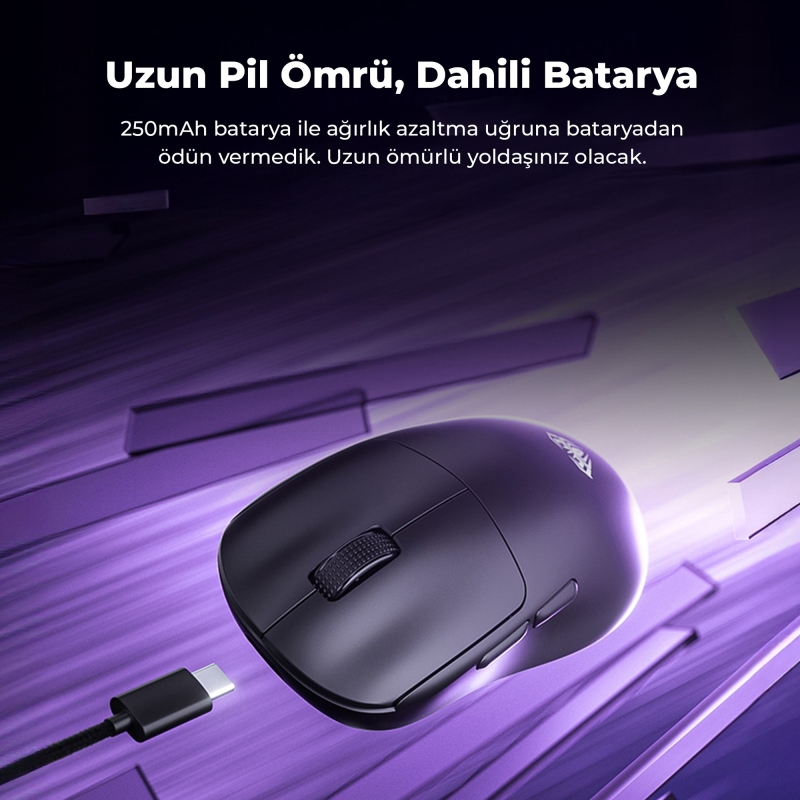 Aula SC800 Lightweight PAW3395 Sensör 26000 DPI 8000Hz Kablolu ve Kablosuz Gaming Oyuncu Mouse Siyah - 7