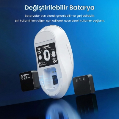 Aula SC900 Pro PAW3395 Sensör 26000 DPI 8000Hz Kablolu ve Kablosuz Gaming Oyuncu Mouse Beyaz - 6