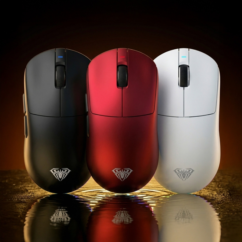 Aula V9 Ultra 42000 DPI PAW3950 Sensör 8000Hz Tri-Mode Kablosuz Oyuncu Mouse RGB Omron Switch Lightweight E-Spor Gaming Mouse Kırmızı - 6