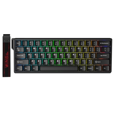 Aula Win60 He Manyetik Klavye Rapid Trigger Graywood Switch 8000Hz RGB TKL Hot Swap Oyuncu Klavyesi Siyah - 1