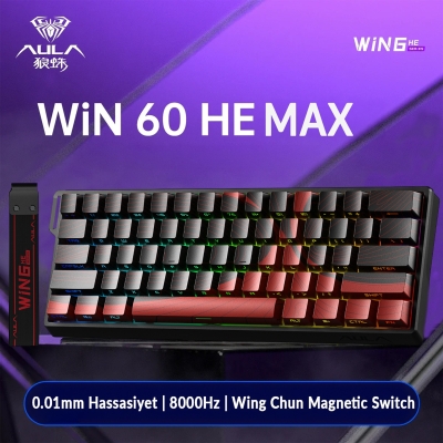 Aula Win60 He Max Manyetik Klavye Rapid Trigger Wing Chun Switch 8000Hz RGB TKL Hot Swap Oyuncu Klavyesi Kırmızı - 2