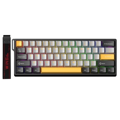 Aula Win60 He Max Manyetik Klavye Rapid Trigger Wing Chun Switch 8000Hz RGB TKL Hot Swap Oyuncu Klavyesi Sarı - Aula