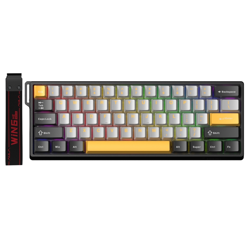 Aula Win60 He Max Manyetik Klavye Rapid Trigger Wing Chun Swtich 8000Hz RGB TKL Hot Swap Oyuncu Klavyesi Sarı - 1