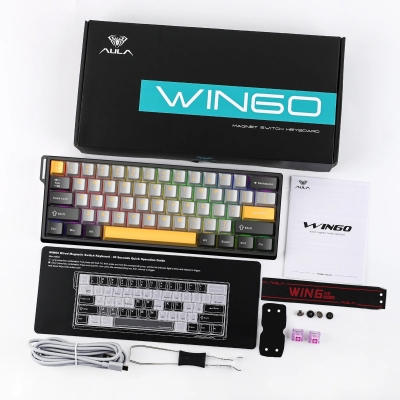 Aula Win60 He Max Manyetik Klavye Rapid Trigger Wing Chun Swtich 8000Hz RGB TKL Hot Swap Oyuncu Klavyesi Sarı - 8