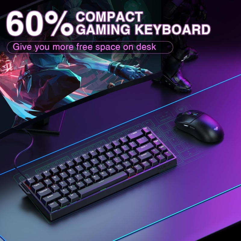 Aula Win68 He Manyetik Klavye Rapid Trigger Graywood Switch 8000Hz RGB TKL Hot Swap Oyuncu Klavyesi Siyah - 6