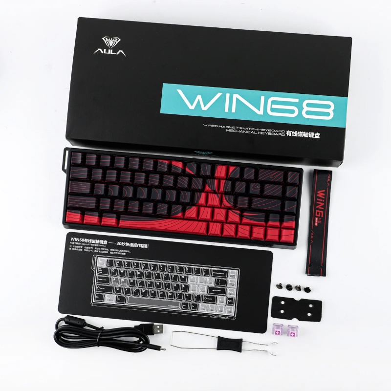 Aula Win68 He Max Manyetik Klavye Rapid Trigger Wing Chun Swtich 8000Hz RGB TKL Hot Swap Oyuncu Klavyesi Kırmızı - 8