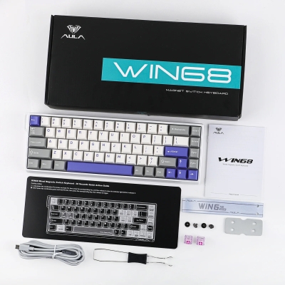 Aula Win68 He Max Manyetik Klavye Rapid Trigger Wing Chun Swtich 8000Hz RGB TKL Hot Swap Oyuncu Klavyesi Mavi - 8