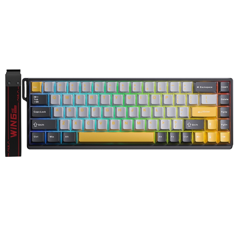 Aula Win68 He Max Manyetik Klavye Rapid Trigger Wing Chun Switch 8000Hz RGB TKL Hot Swap Oyuncu Klavyesi Sarı - 1