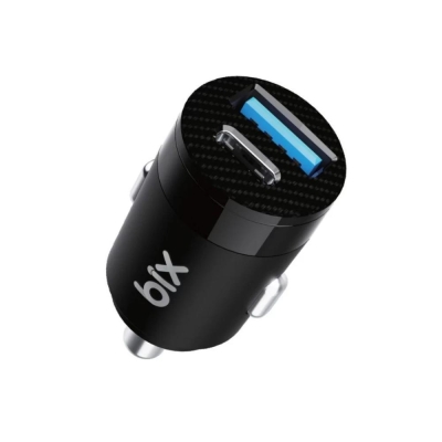 Bix 65W Type-C PD 3.0 ve USB-A Çift Portlu Araç içi Hızlı Şarj Cihazı Siyah - Bix
